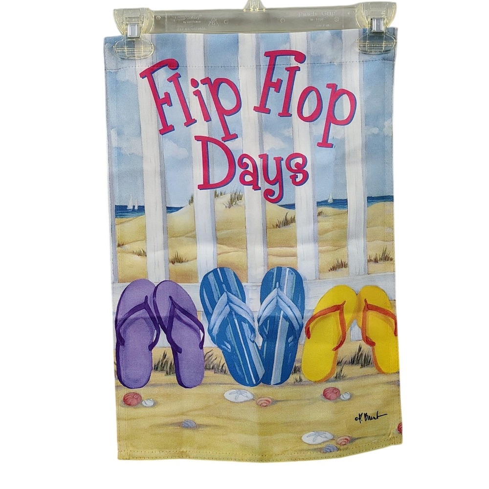 M‎ Brent Flip Flop Days Summer Beach Garden Flag 12x18 Coastal Decor Multicolor